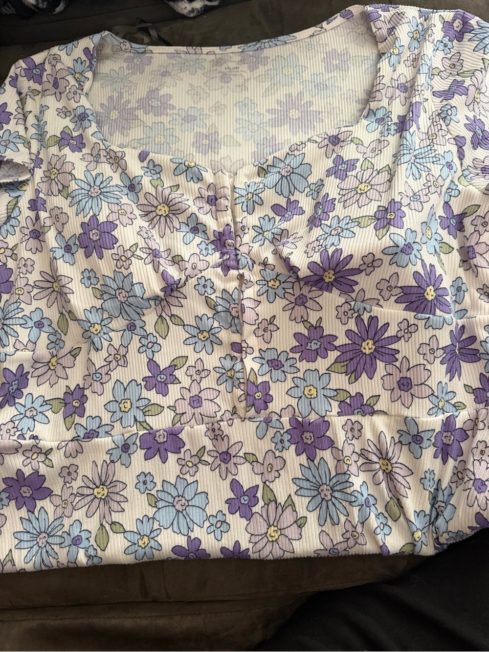 Floral Scoop Neck Women’s Mini Dress in Lavender and Light Blue